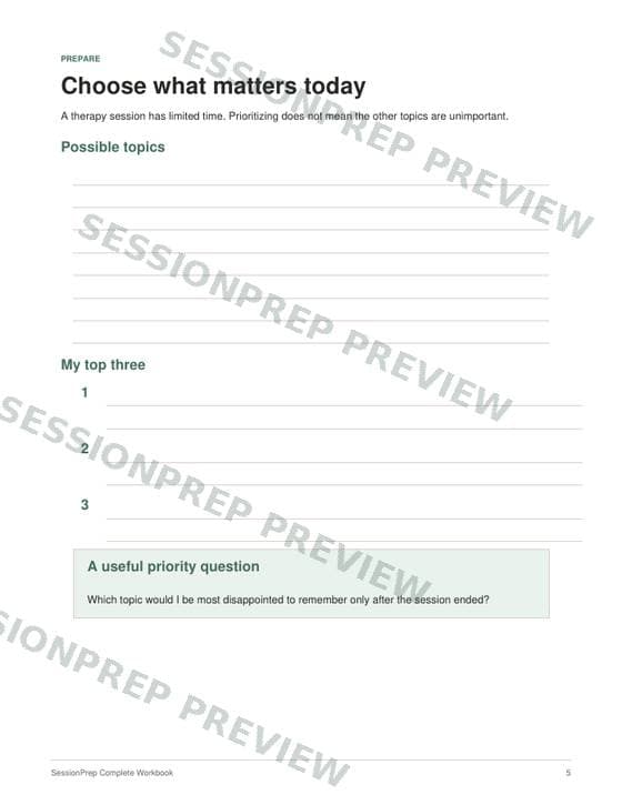 Workbook preview: choose what matters today